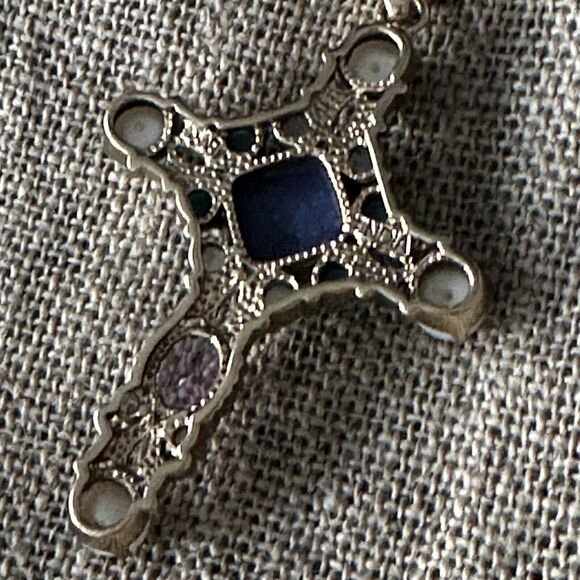 Nicky Butler Blue and Purple Cross Necklace - Picture 6 of 10